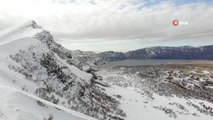 UNESCO'ya aday Nemrut Kalderası'nda göz kamaştıran kar manzaraları