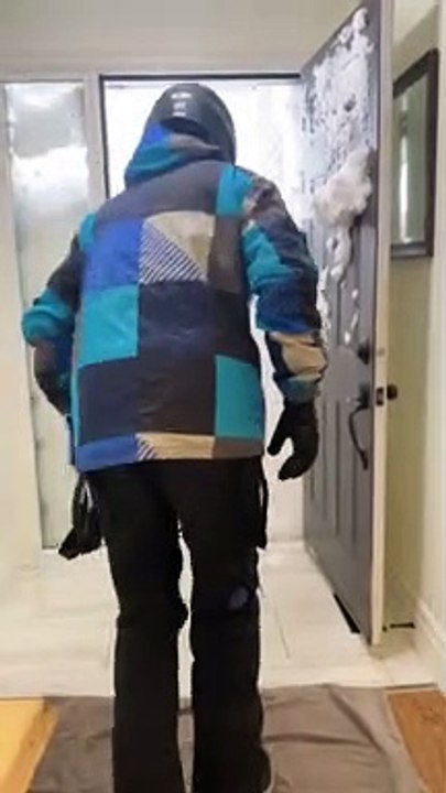 Jumping Through a Wall of Snow at the Door
