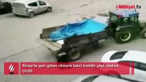 Geri giden römork takılı traktör yaşlı kadına çarptı