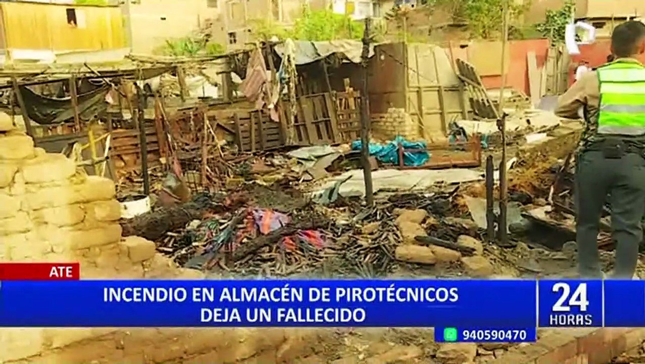 Ate: incendio en almacén clandestino de pirotécnicos deja un fallecido