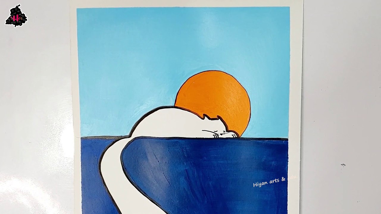 CAT PAINTING | Easy Abstract Painting for Beginners Acrylic || Amazing Art || Hiyan_Arts