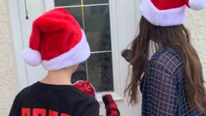 Sudden visit of grandchildren gives elderly couple a joyful shock!