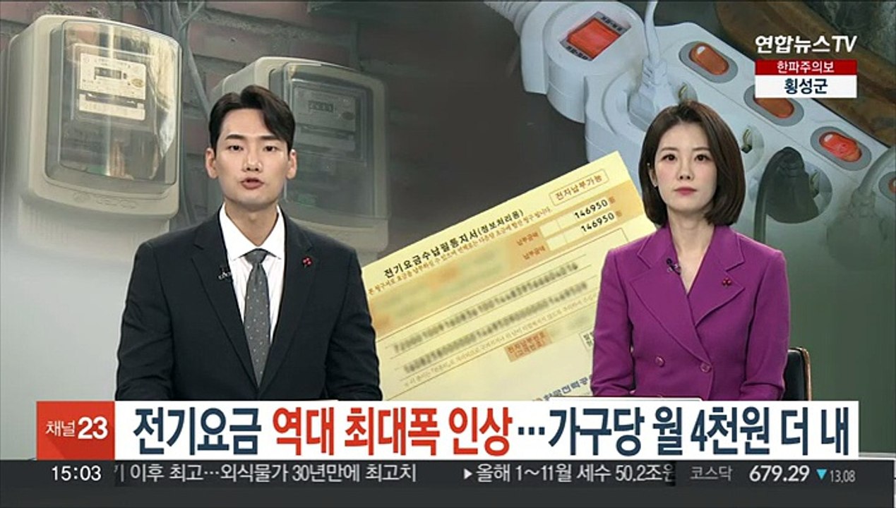 전기요금 역대 최대폭 인상…가구당 월 4천원 더 내