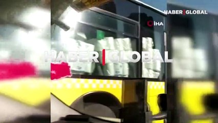 Şaşkına çeviren anlar... İETT otobüsünü o halde görünce kayda aldı