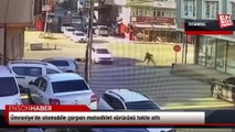 Ümraniye'de otomobile çarpan motosiklet sürücüsü takla attı