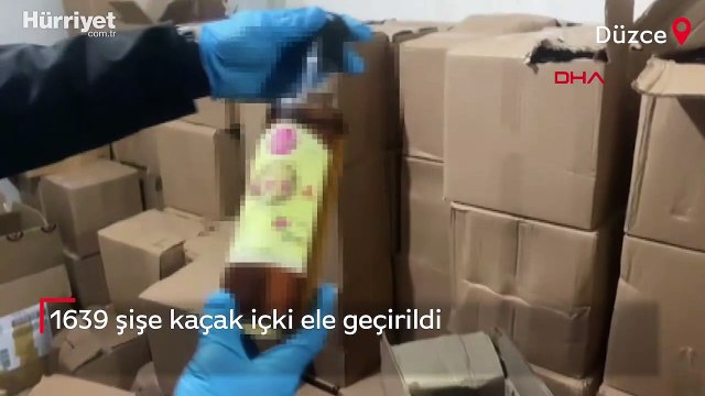 Düzce'de 1639 şişe kaçak içki ele geçirildi