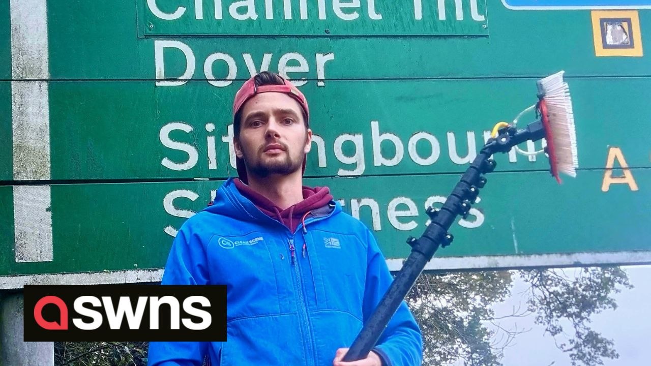 UK window cleaner spruces up road signs in his spare time in a bid to improve safety