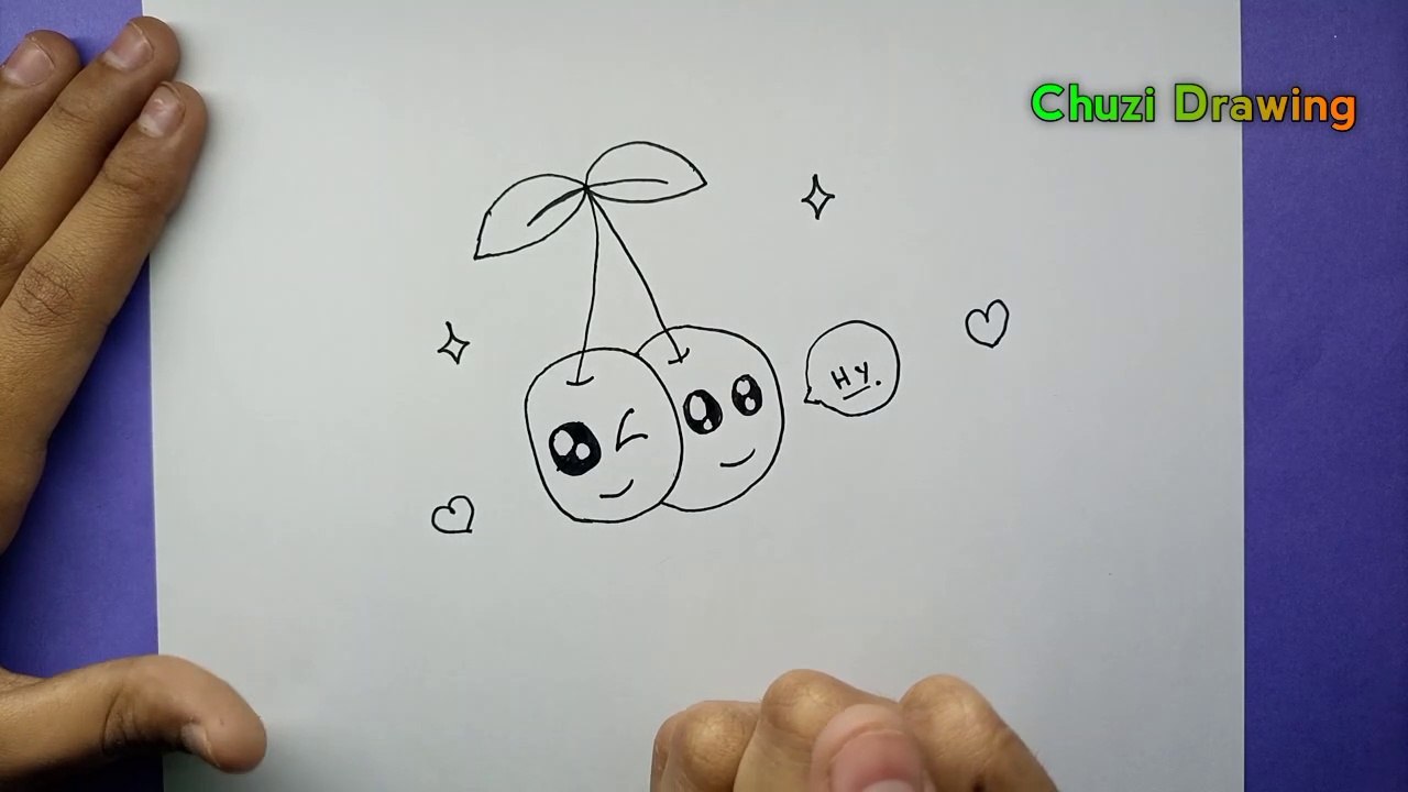 How To Draw Cherry || Chuzi Drawing