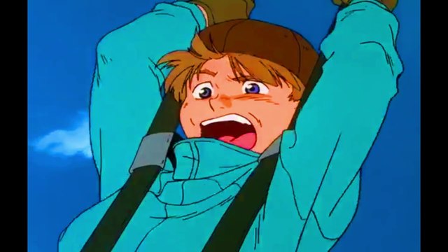 Mobile Suit Victory Gundam - Uso paraglides onto his Gundam