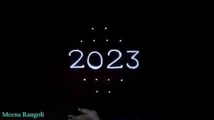 Flower Rangoli design for New year 2023 - 2023 New year Kolam - 2023 New year Muggulu