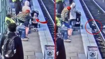 Dehşete düşüren olay kamerada! 3 yaşındaki kızı herkesin önünde tren raylarına attı
