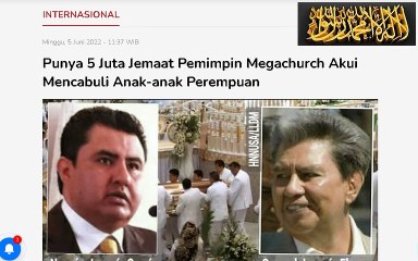 pemimpin gereja yg dianggap rasul atau murid yesus, mencabuli anak2 dibawah umur