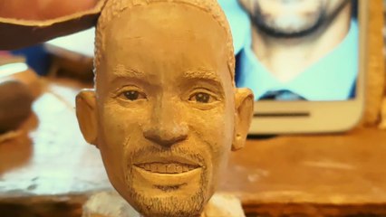 Skilled wood artist comes up with a picture-perfect Will Smith carving on first try