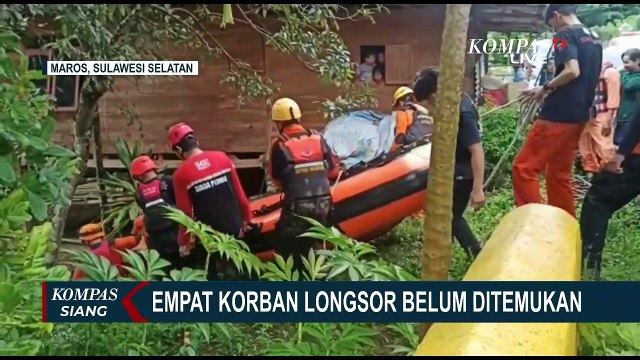 4 Korban Longsor Maros Belum Ditemukan, Petugas Tim SAR Gabungan Sisir Aliran Sungai!