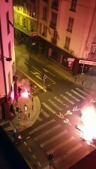 Des poubelles en feu dans la rue Trachel à Nice, le 31 décembre