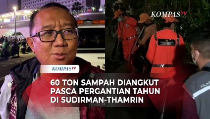 Sebanyak 60 Ton Sampah Diangkut Usai Perayaan Tahun Baru 2023 di Kawasan Sudirman-Thamrin Jakarta