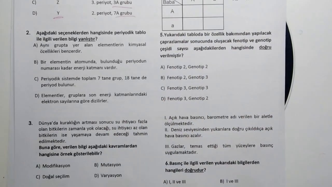 8. Sınıf Fen Bilimleri 1. Dönem 2. Yazılı Örnek Soruları ve Çözümü Yeni