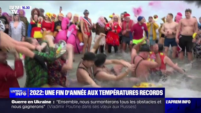 Dunkerque: le traditionnel Bain des Givrés marqué par des températures douces