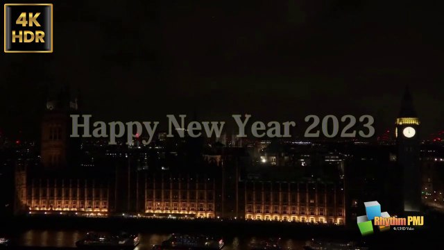 Happy New Year, London Fireworks 2023 (feliz año nuevo 2023),4k uhd video 2022