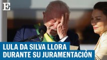 El presidente de Brasil Lula da Silva llora durante su discurso | El País