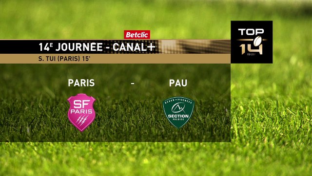 TOP 14 - Essai de Sione TUI (SFP) - Stade Français Paris - Section Paloise