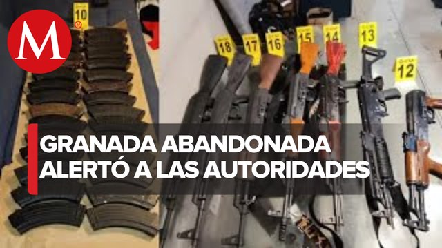 Aseguran armas, cartuchos y droga en la colonia Hacienda Santo Domingo, en San Nicolás, NL