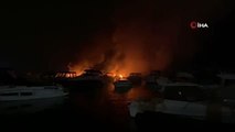 Kadıköy Caddebostan'da özel yat limanında bulunan 4 tekne yandı