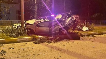 Otomobilin palmiyelere çarptı: 1 ölü 1 yaralı