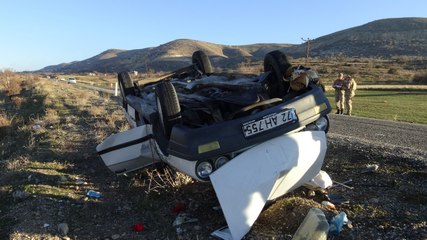 Batman'da takla atan otomobil, ters döndü