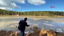Muğla'da Gökçeova Göleti buz tuttu