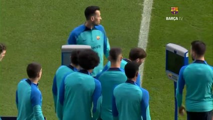 Baño de masas del Barça en el Camp Nou