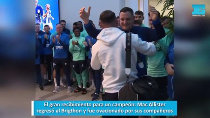 El gran recibimiento para un campeón, Mac Allister regresó al Brigthon y fue ovacionado por sus compañeros