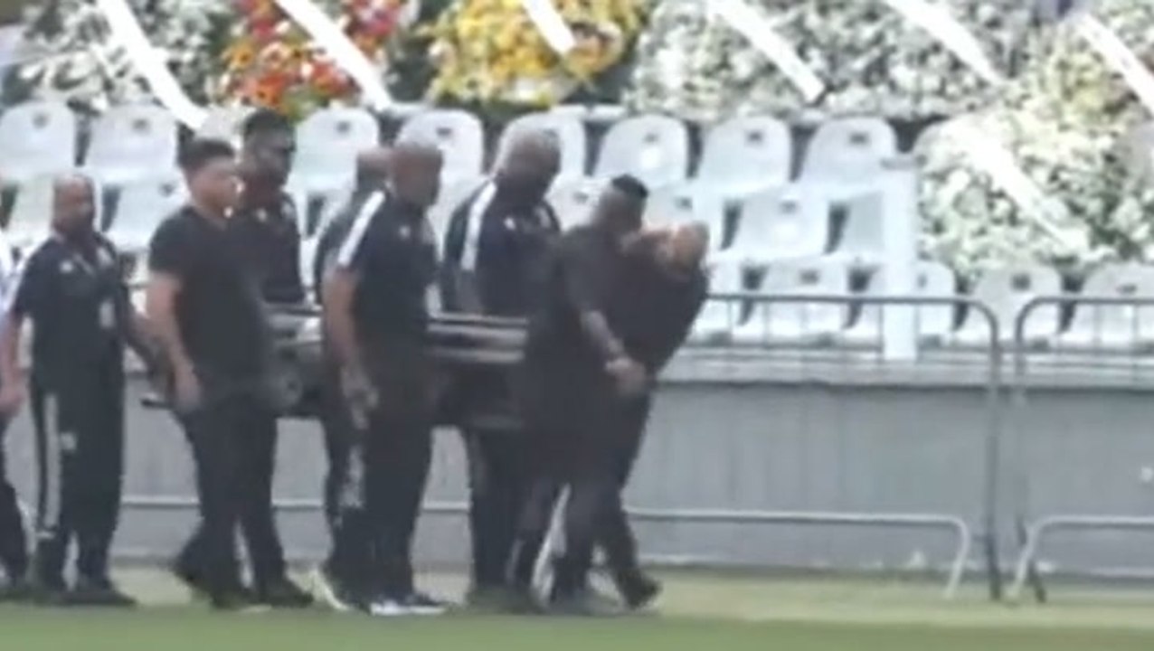 Pele’s coffin arrives at Santos stadium for football legend’s wake