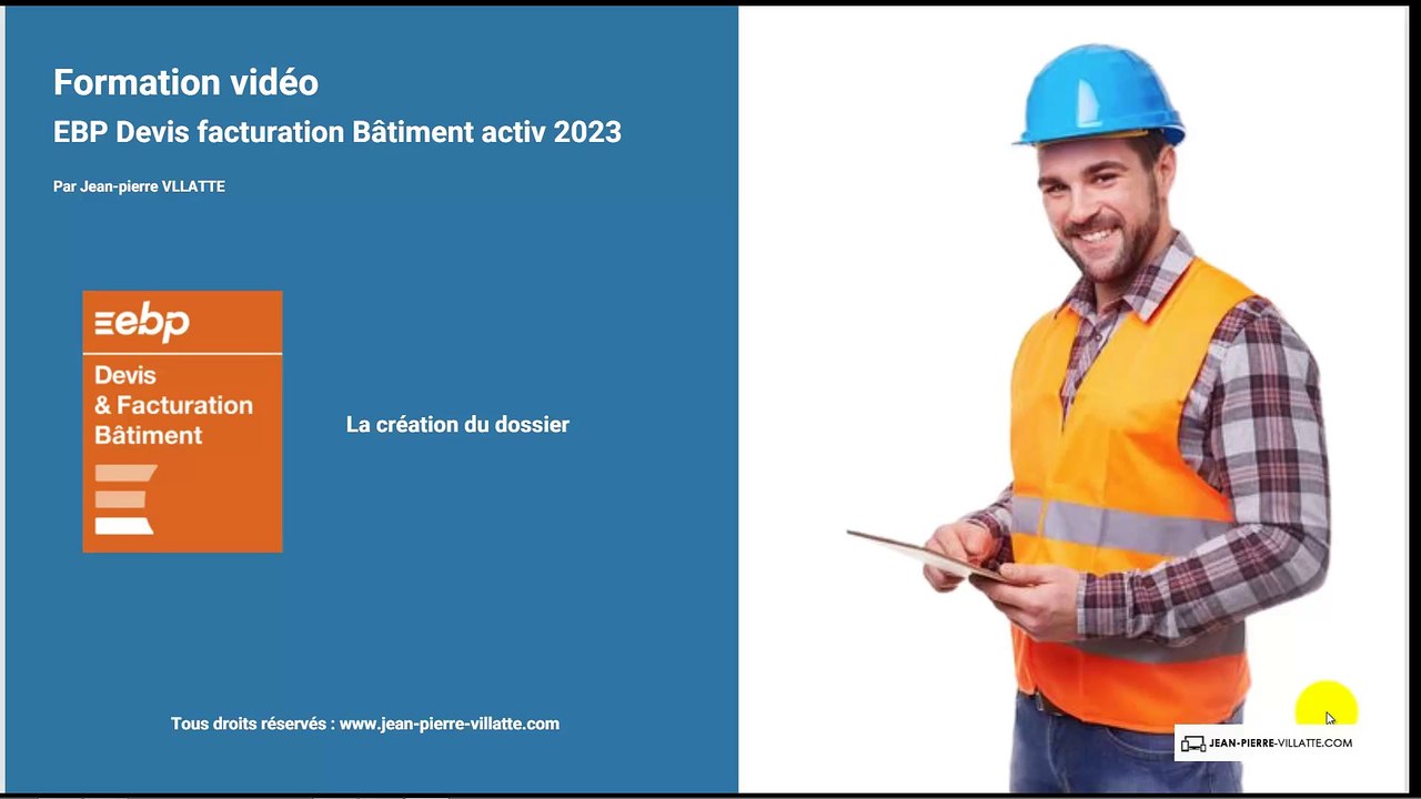 La création du dossier : EBP Devis facturation bâtiment 2023