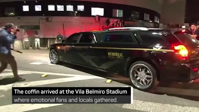 Pelé's coffin arrives at Vila Belmiro Stadium