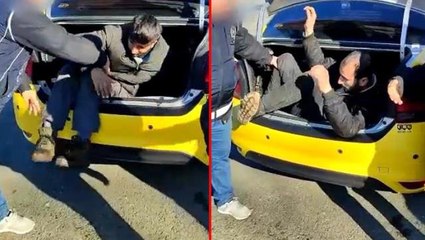 Rize'de ticari taksiye kaçak göçmen operasyonu: Polisler bagajda saklanan iki kişi buldu