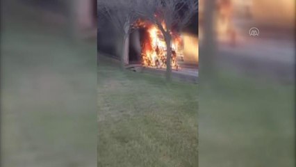 Çay yüklü tırda çıkan yangın söndürüldü