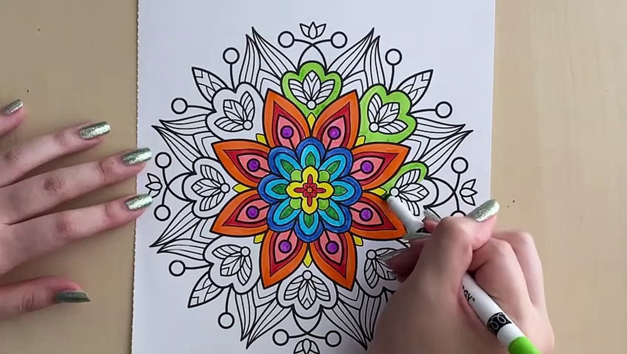 ASMR Satisfying Coloring of Mandala with Markers - Trigger Sounds for Sleep