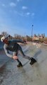 Guy Flips And Jumps While Roller Skating on Mini Ramp