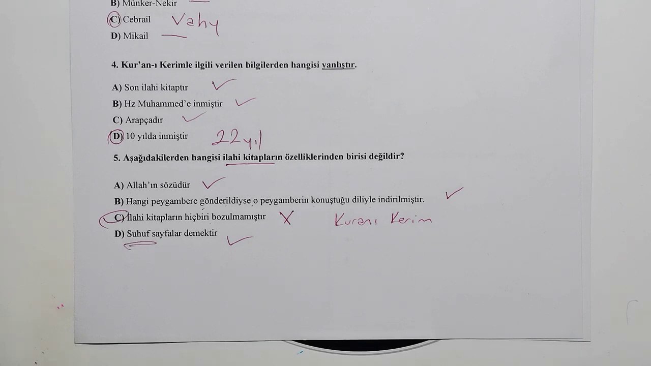 5.Sınıf Temel Dini Bilgiler 1.Dönem 2.Yazılı Soruları ve Çözümü Yeni