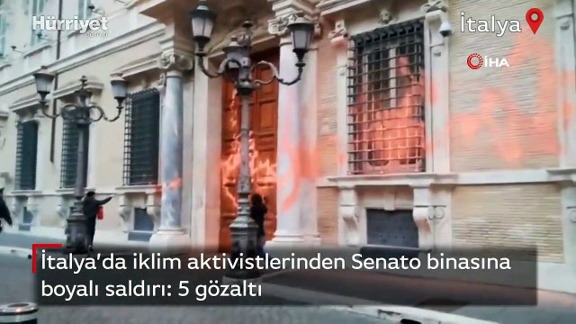 İtalya’nın başkenti Roma’da bulunan Senato binasına boyalı saldırı: 5 gözaltı