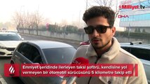 Taksici dehşet saçtı! Emniyet şeridinde yol vermeyen sürücüye saldırdı