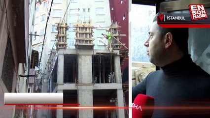 Şişli'de, pencere ve balkonları inşaata açılan binanın sakinleri duruma isyan etti