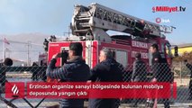 Erzincan'da mobilya deposunda yangın