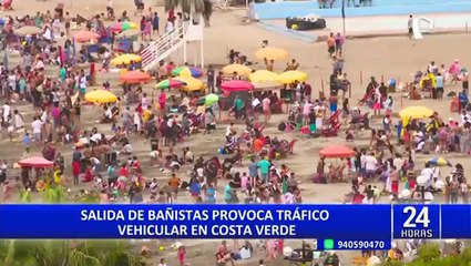 Скачать видео: Chorrillos: bañistas llegan en gran número a playa Agua Dulce por segundo día