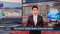 Truk Sengon Terjebak Banjir Lahar Hujan Gunung Semeru