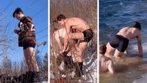 Shawn Mendes Strips for Wet and Wild Polar Plunge