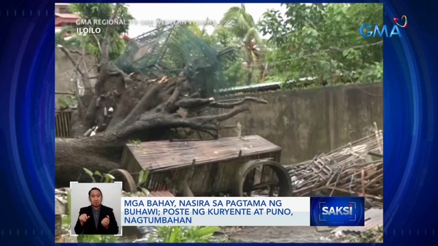 Mga bahay, nasira sa pagtama ng buhawi; poste ng kuryente at puno, nagtumbahan | Saksi