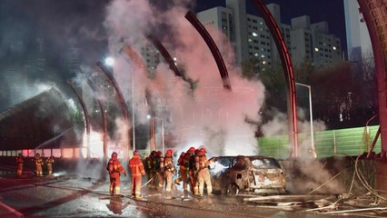 중부내륙고속도로 성서나들목 부근 차량 화재...방음벽 소실 / YTN