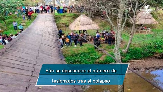 Colapsa puente colgante en parque turístico de Chiapas